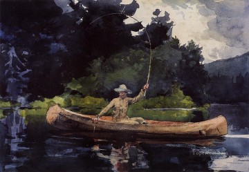  interpreta Pintura al %C3%B3leo - Jugando con él, también conocido como el pintor marino del realismo de The North Woods, Winslow Homer
